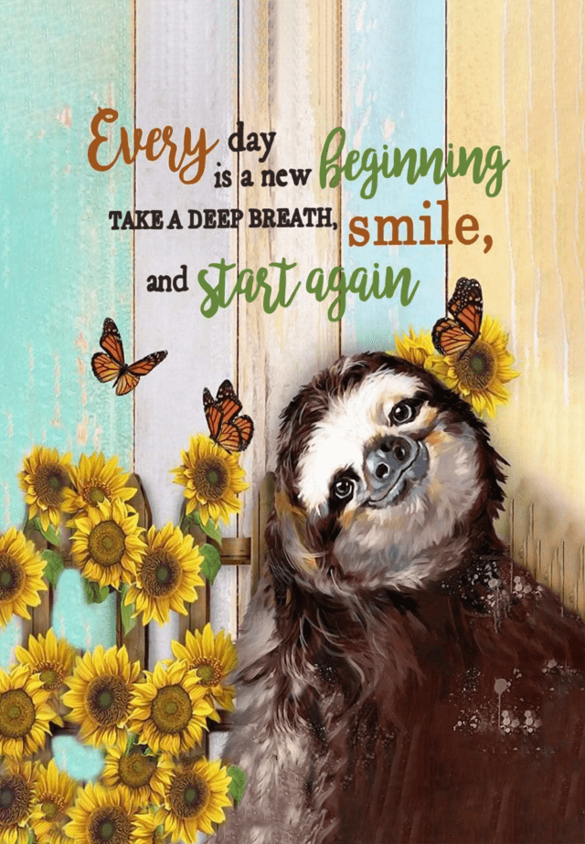 Sloth Canvas New Beginning Sloth Canvas Sunflower Lovers Wall Art Wall Decor Living Home Decor